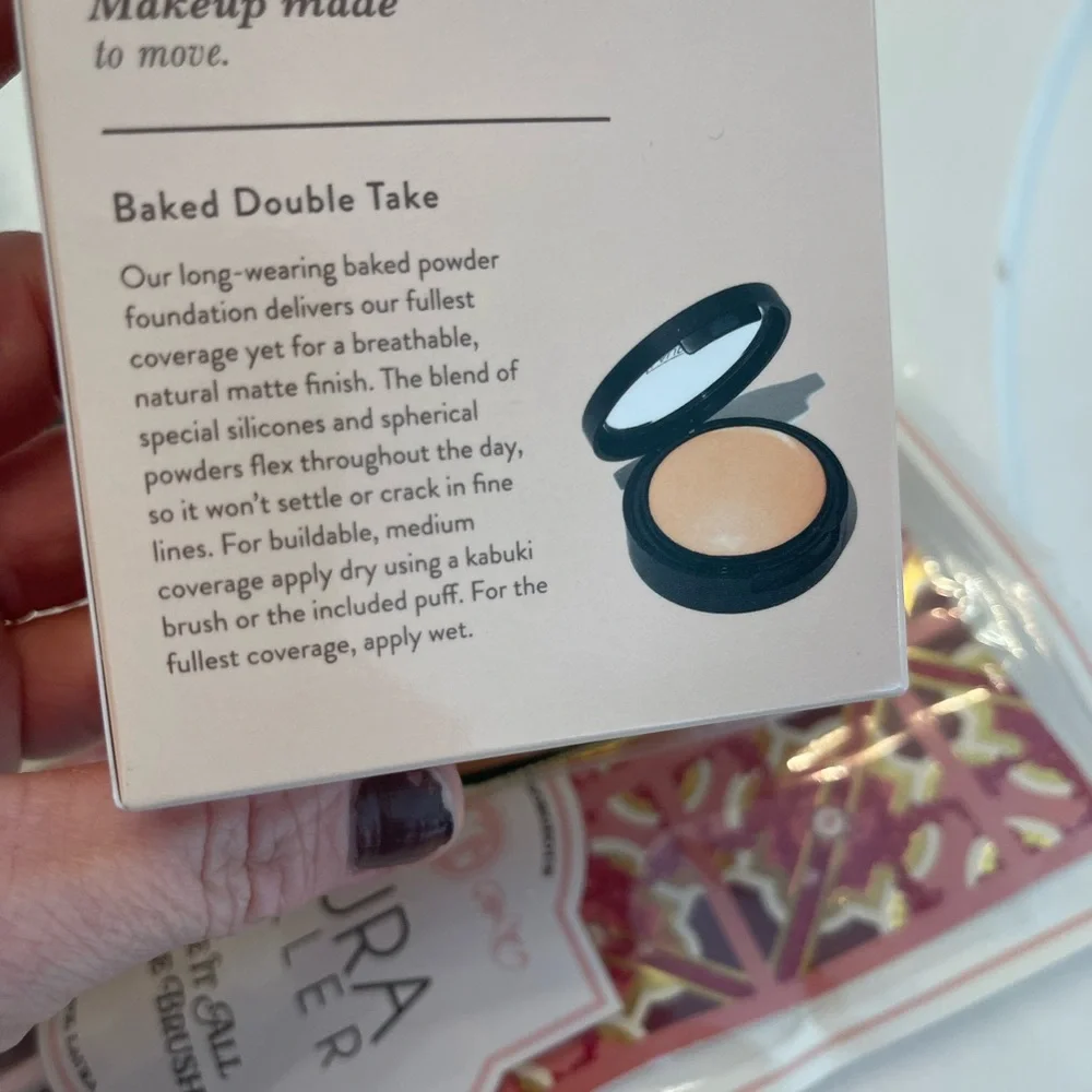 Laura Geller Double Take Baked Versatile Powder Foundation 0.35oz FAIR + Brushes